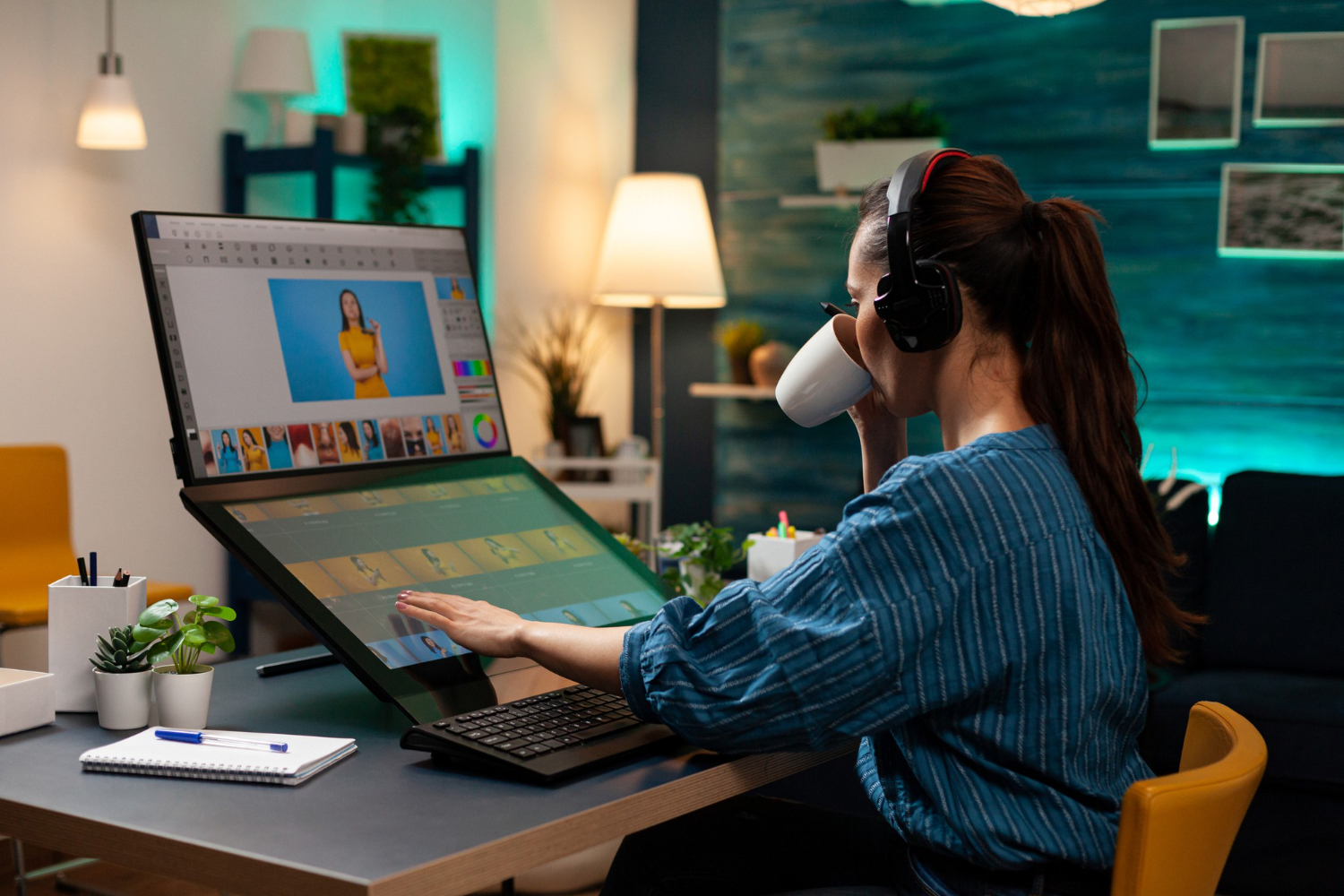 Designer with a comfortable workplace