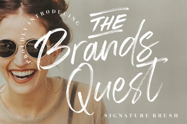 A fancy brush font, The Brand Quest font