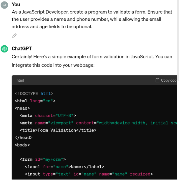 JavaScript Prompts