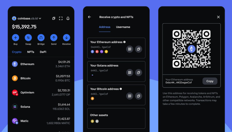 finding crypto address on Coinbase Wallet