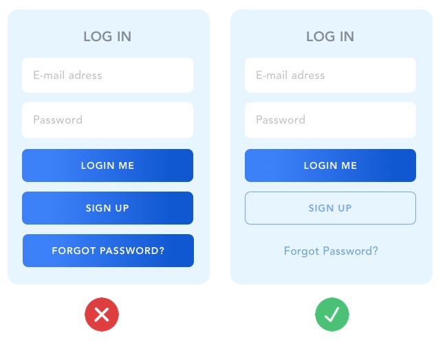 Clear vs. unclear CTA button styles in UI