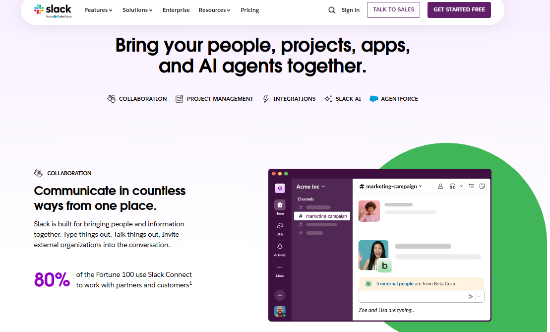 Slack app for communication and communication
