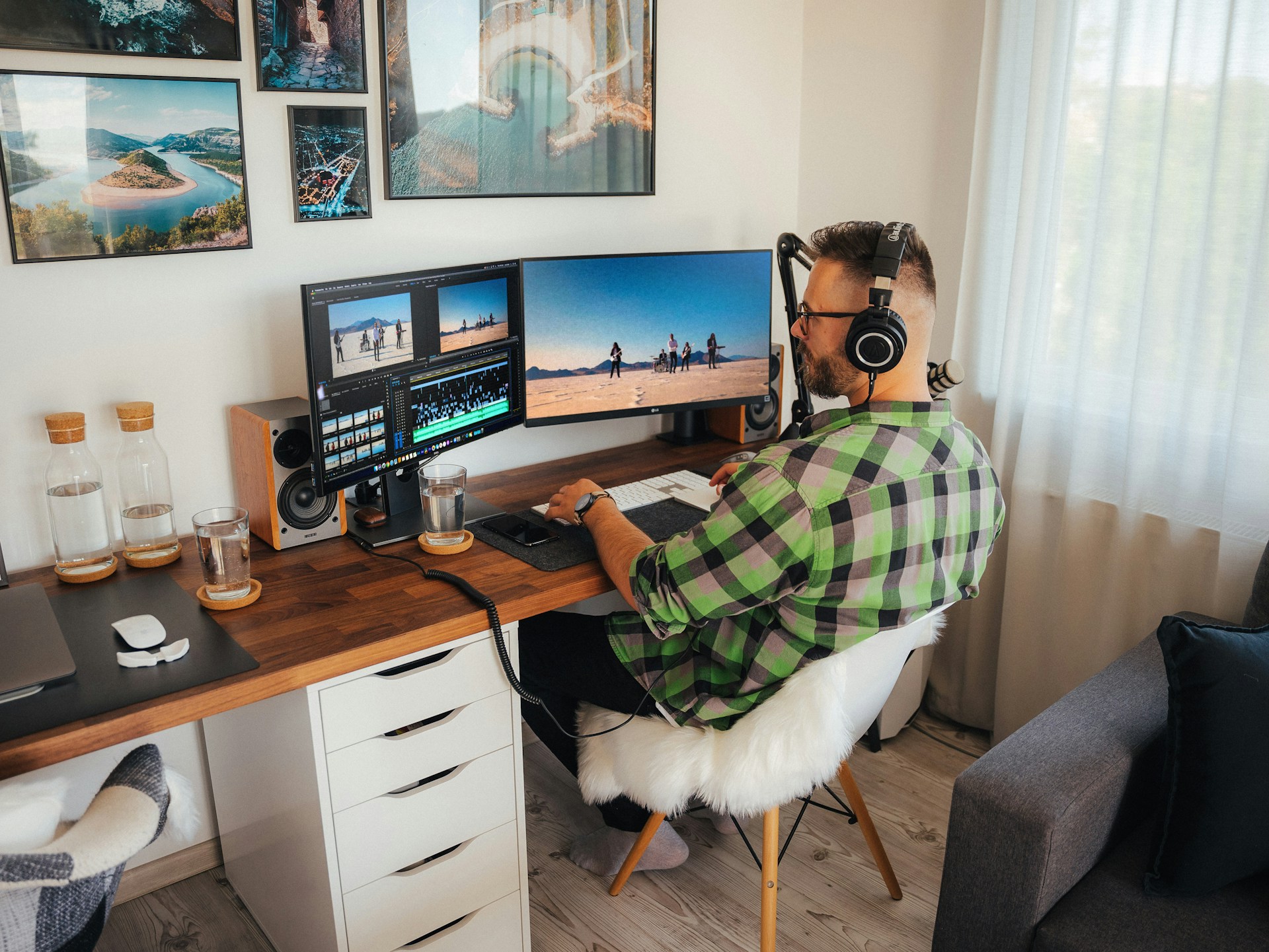 A man doing remote side hustle from home