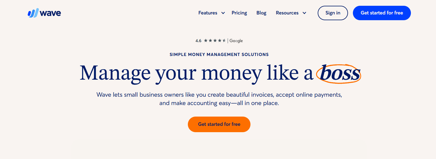 Wave finance app for small business