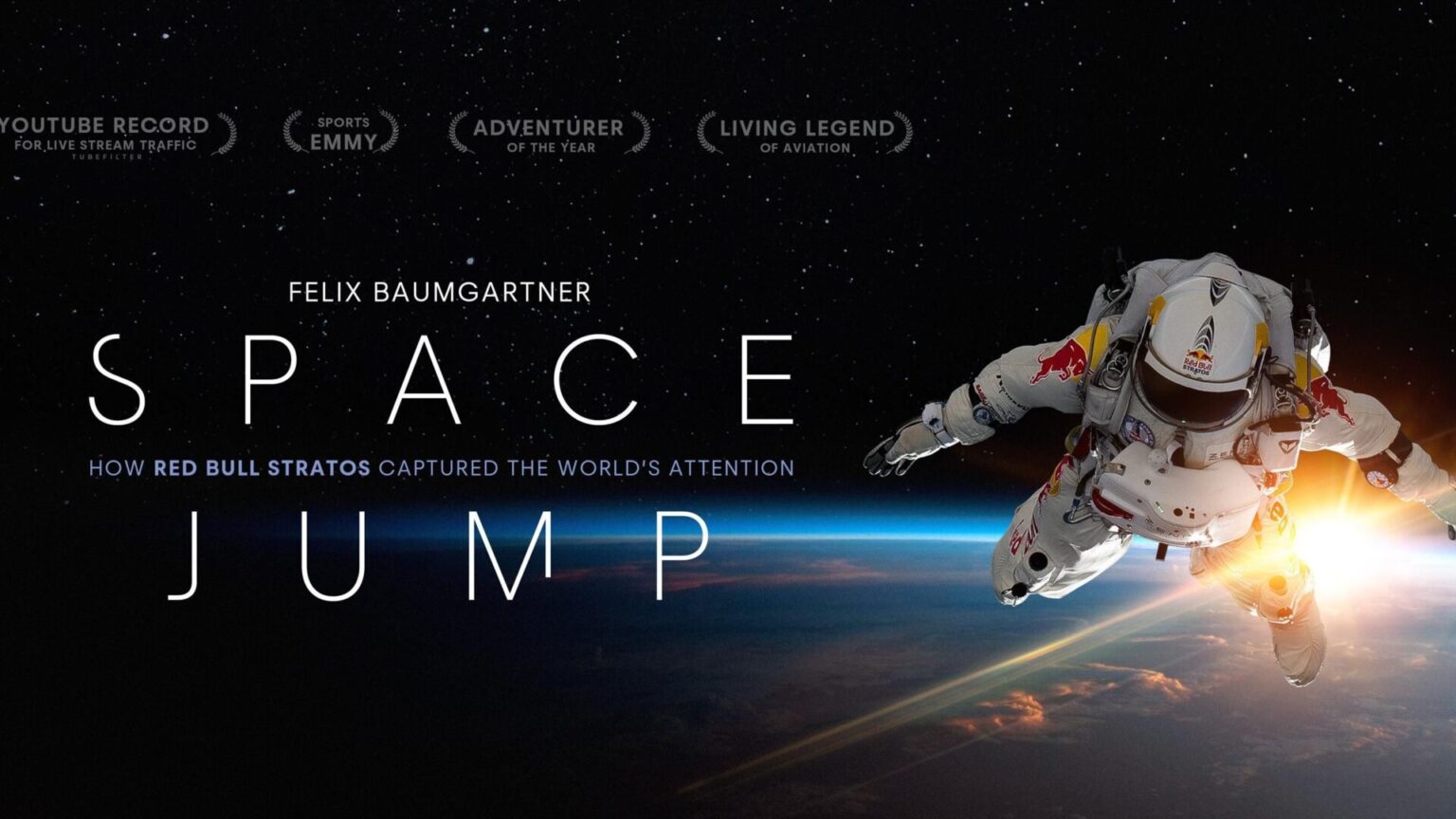 Felix Baumgartner's space jump in a Red Bull event video