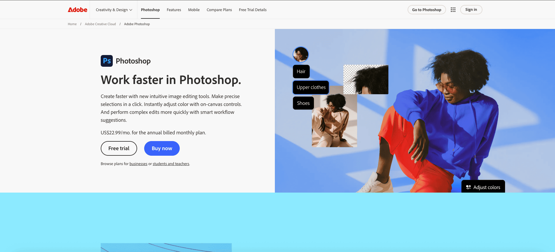 Adobe Photoshop homepage