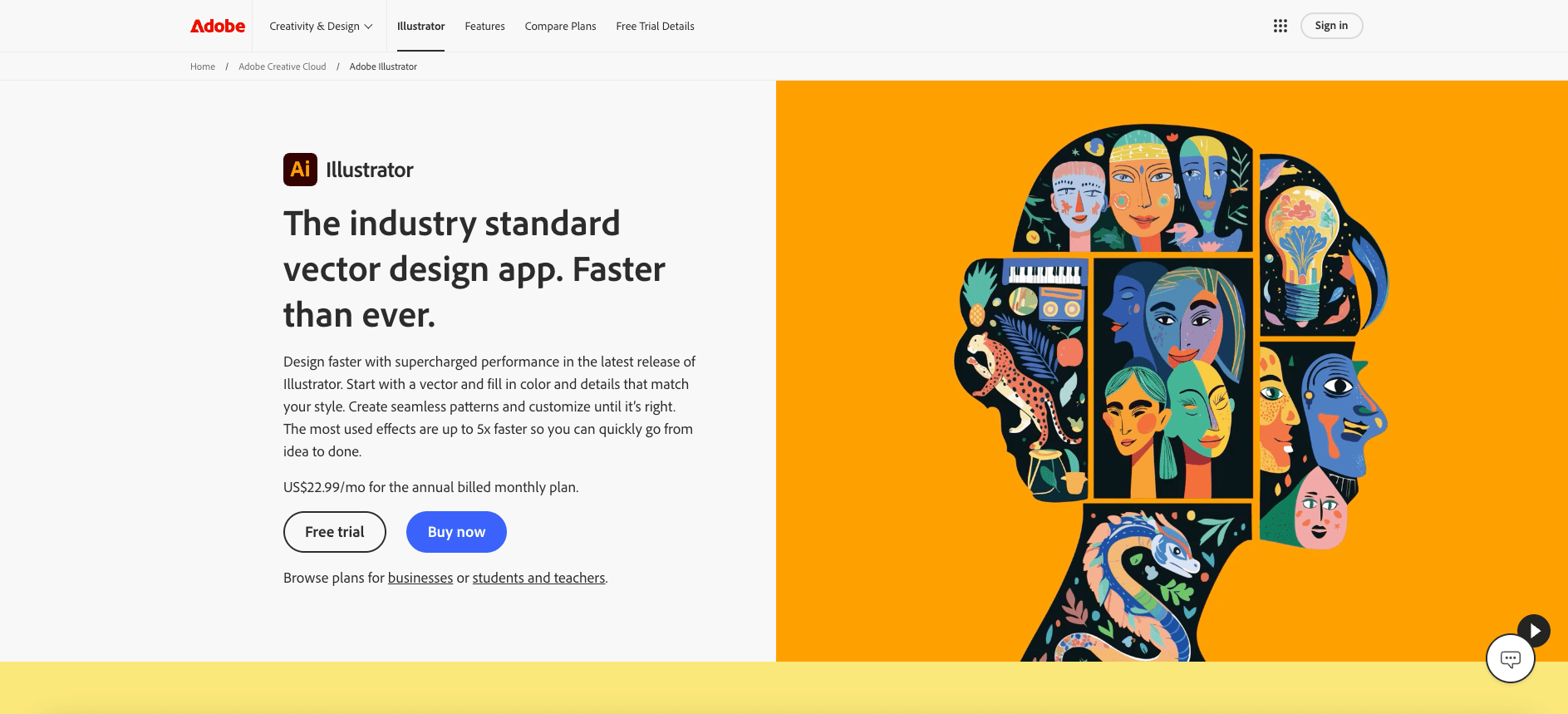 Adobe Illustrator homepage