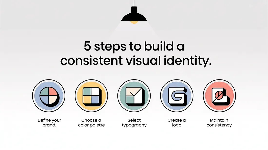 Infographic showing the steps for consistent visual identity