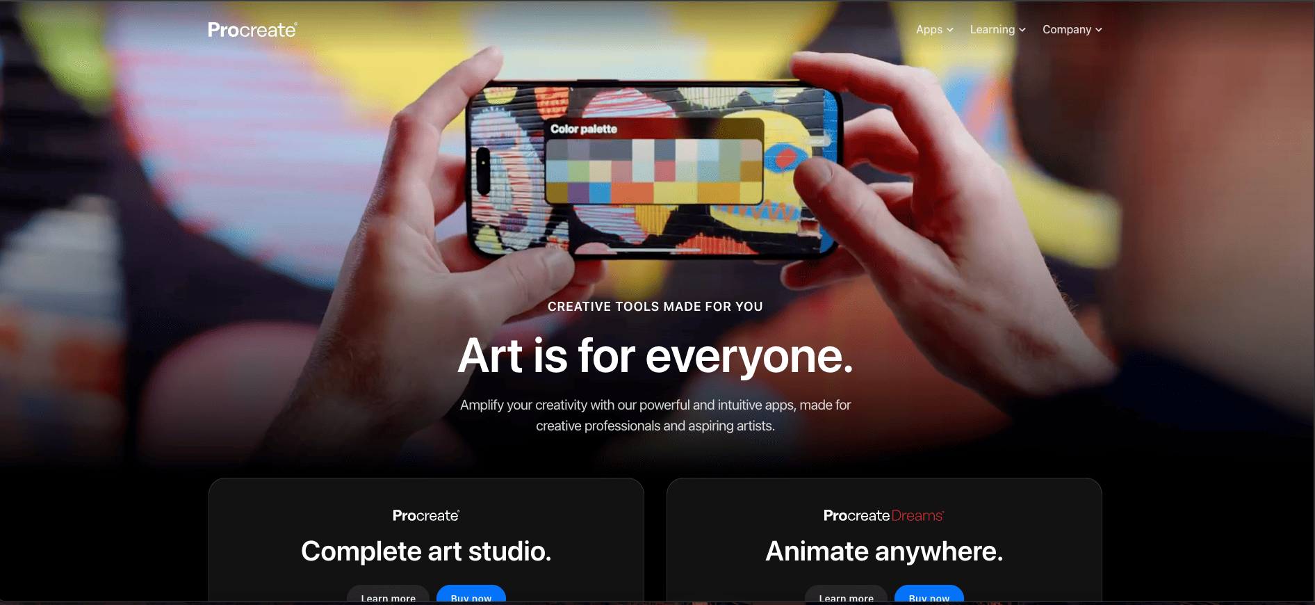 Procreate homepage