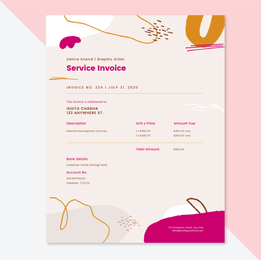 Invoice example for web dev