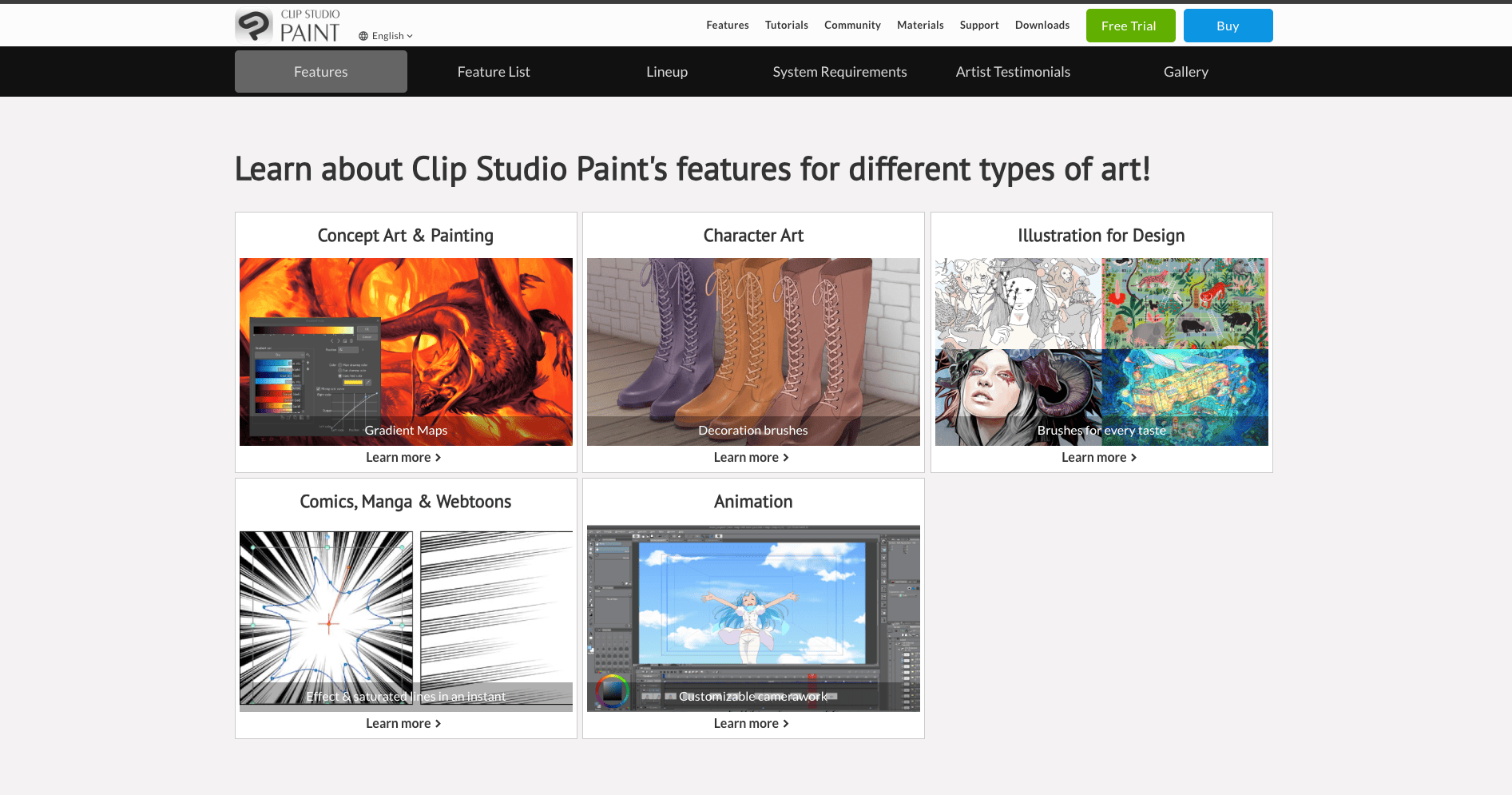 Clip Studio Paint feature page