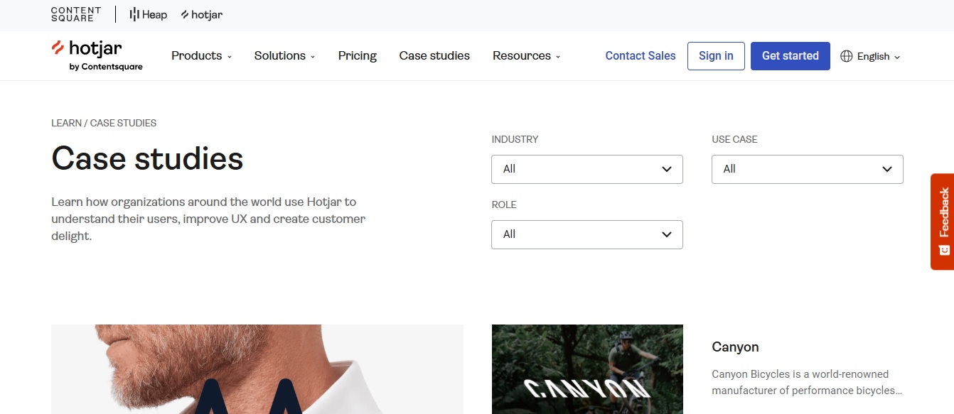 Hotjar provides real-world case studies to boost trust