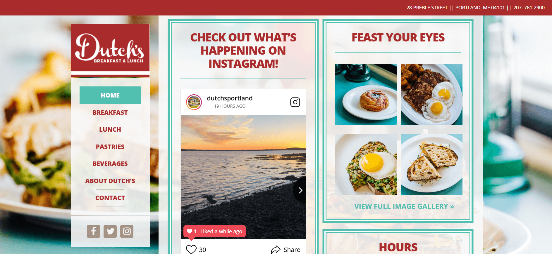 Dutch’s website connected to Instagram