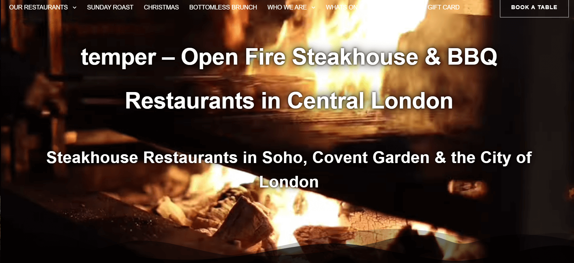 Temper steak and BBQ website design