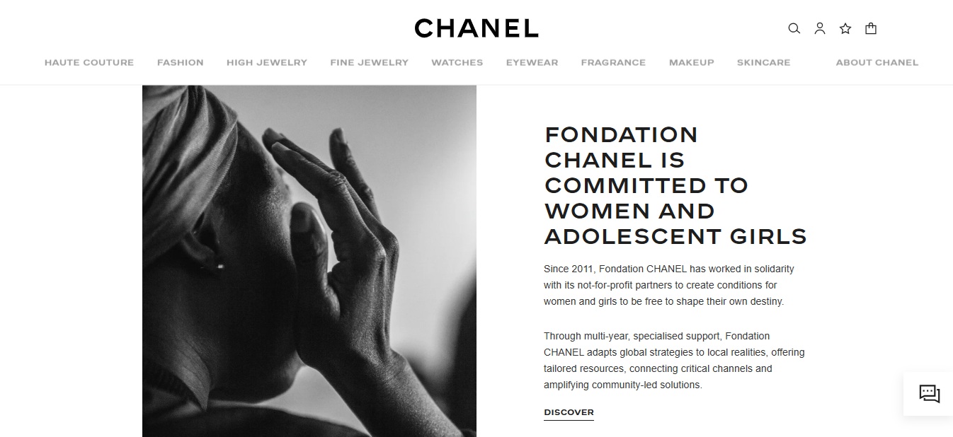 Chanel uses storytelling and brand voice by promoting women's empowerment