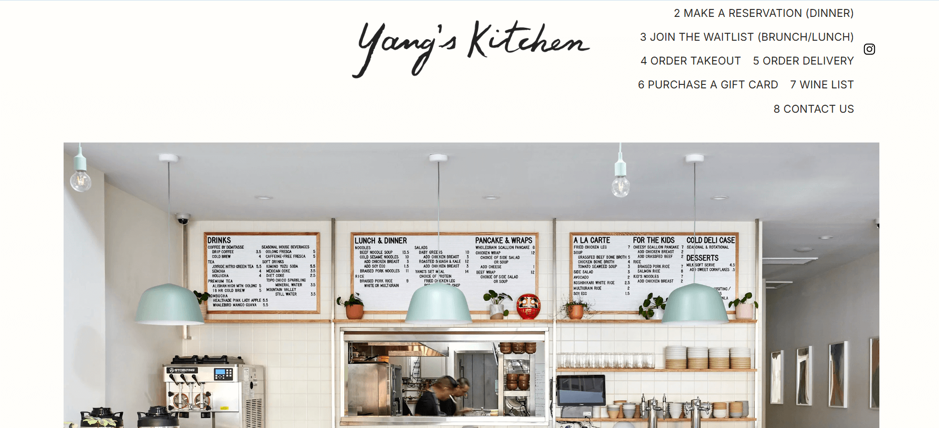 Yang’s Kitchen's clean and minimalist website design