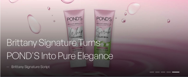 Pond’s Packaging design featuring Brittany Signature Font