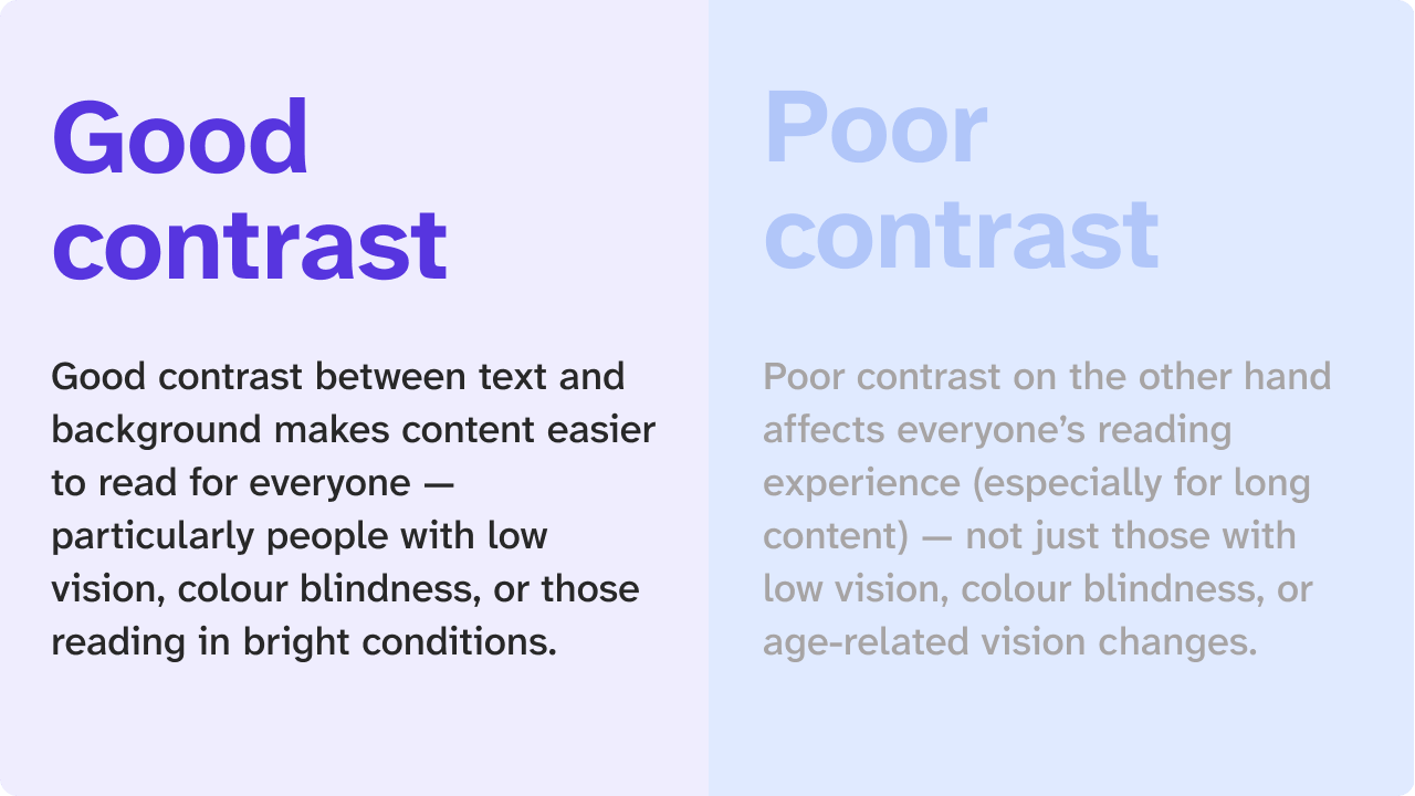 Example of good and bad contrast